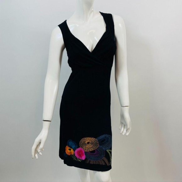 Desigual Dresses & Skirts - Desigual Black Knit Floral Embroidered Dress